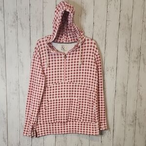 🎅Ampersand Avenue Pink and White Gingham Hoodie XL